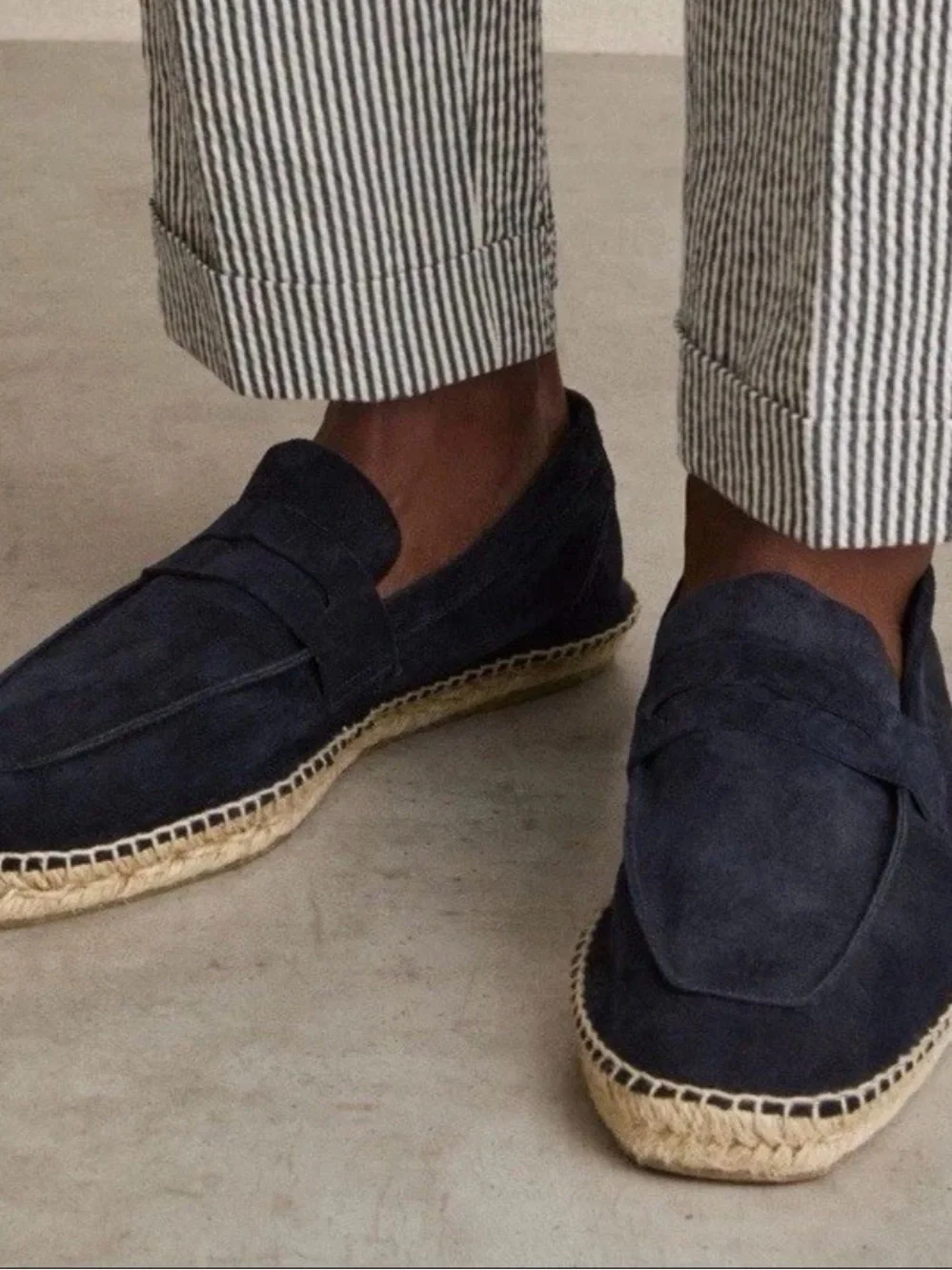 REISS Cannes Suede Penny-Strap Espadrilles in Navy Men’s US 8 EU 41 UK 7